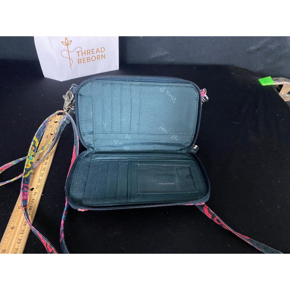 Vera‎ Bradley Women's Wallet Clutch Zip Around Crossbody Strap Pink Floral Multi